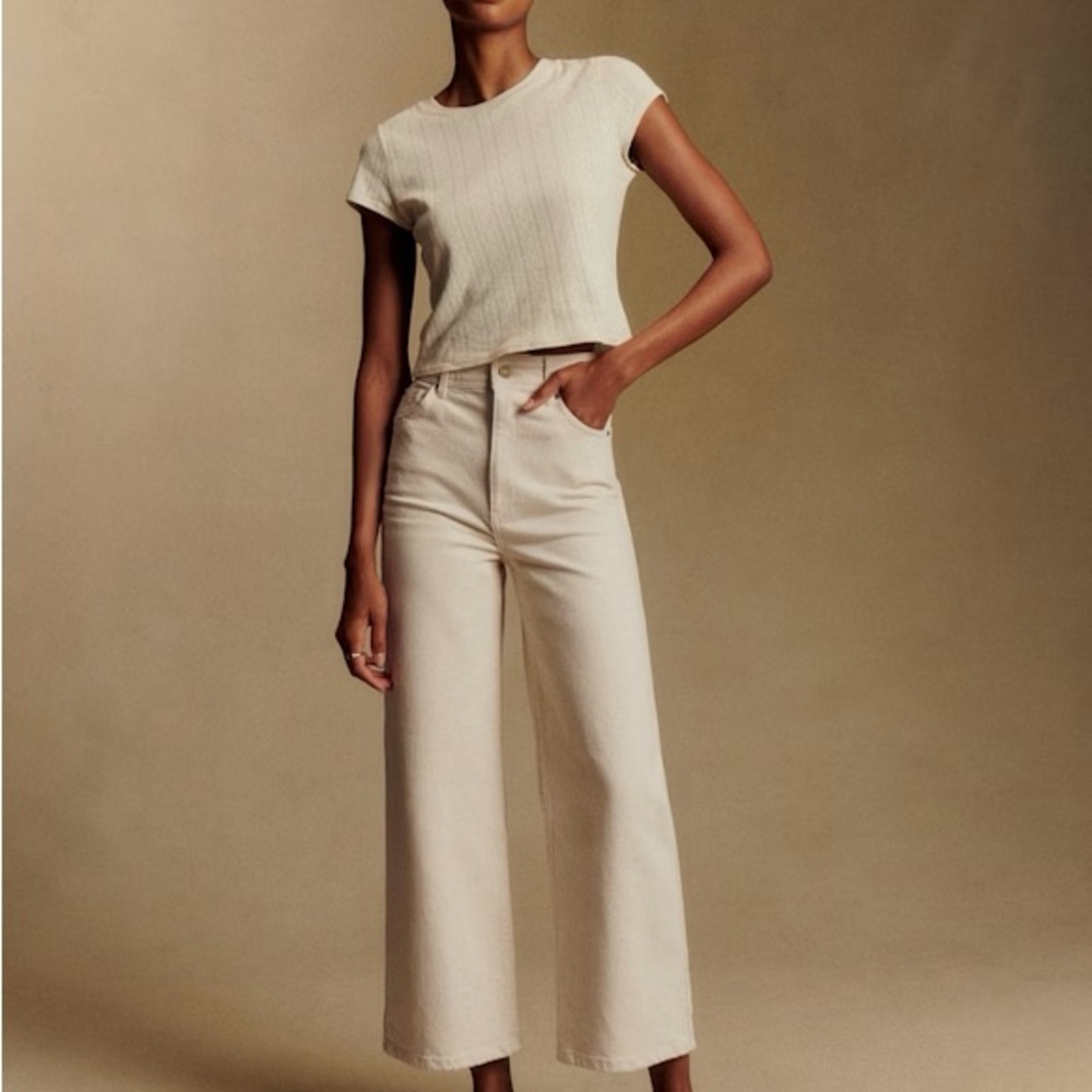 Sezane le crop jeans in ecru